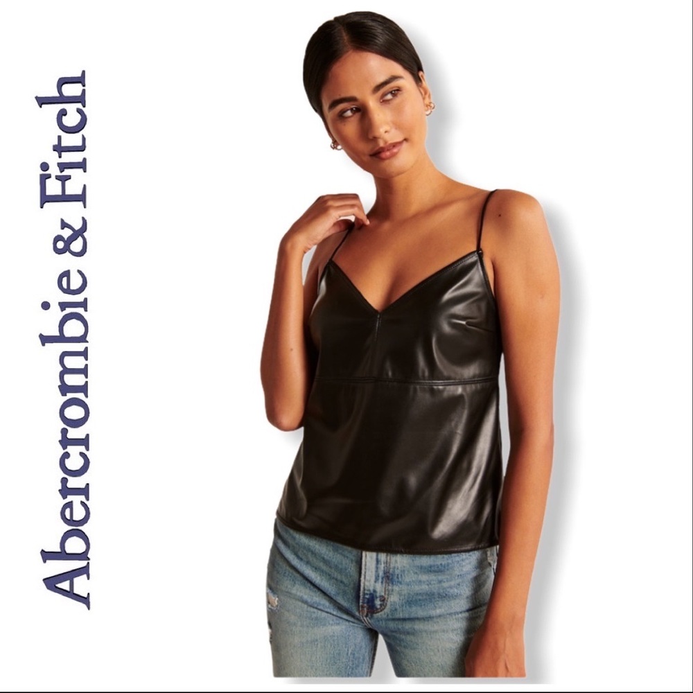 Abercrombie & Fitch Black Vegan Leather Cami Small